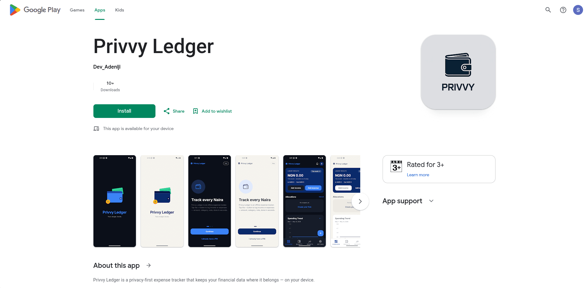 Privvy Ledger Play Store listing