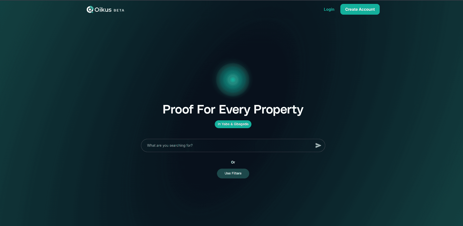 Oikus landing page with conversational search prompt