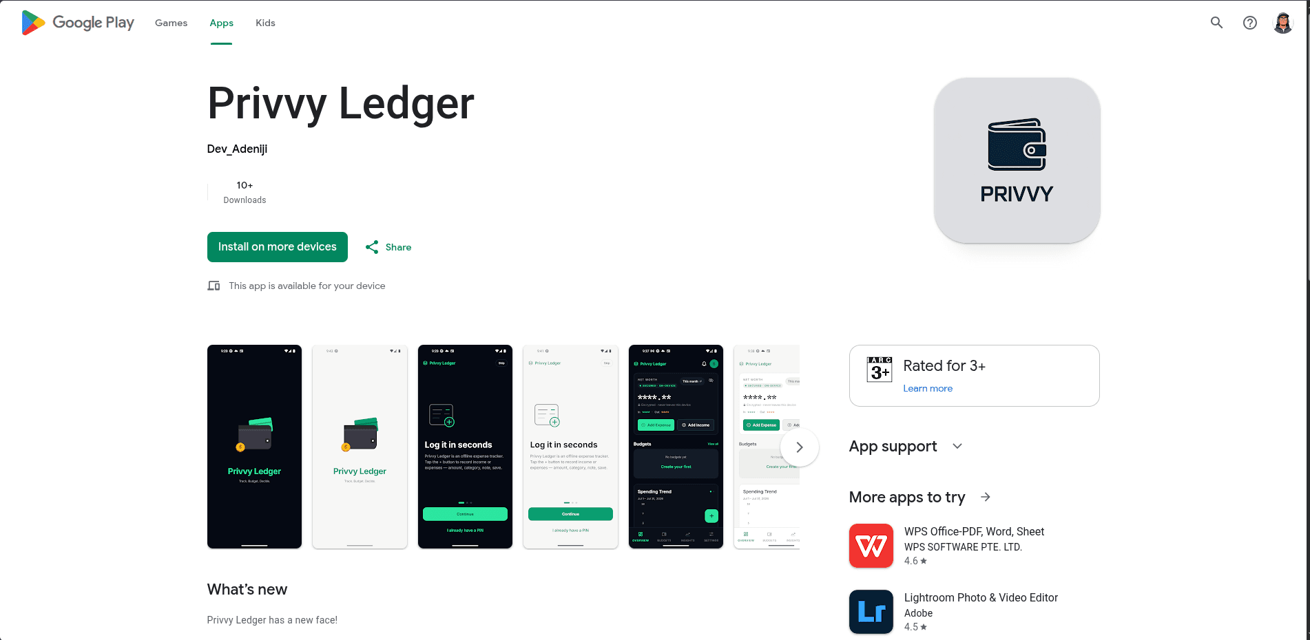 Privvy Ledger Play Store listing